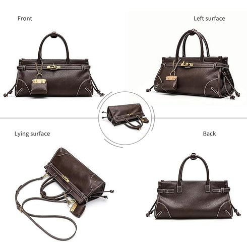 GELANNI – Kelly Bag for Women & Girls, Premium PU Handbag, Comes with Adjustable & Detachable Strap, with One Small Wallet, An Ideal Gift for Female -Dark Brown